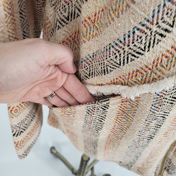 Soft Surroundings Rayadas Jacquard Zip Up Jacket Geometric Stripes Boho Medium - Picture 9 of 11